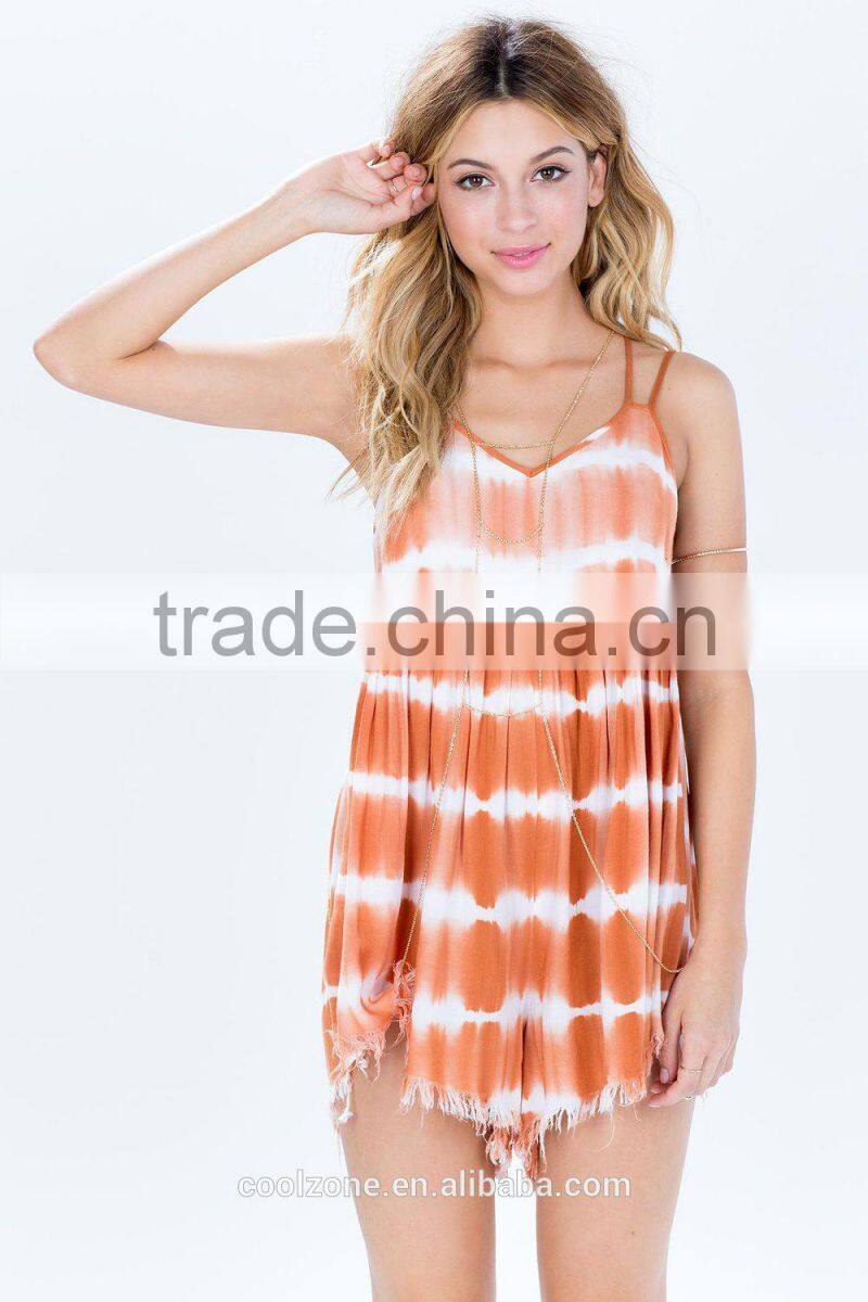 Perfect tie dye grid-patterned latest beach dress designs