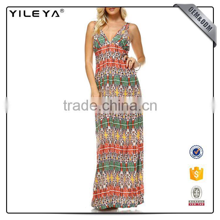 Pattern printed latest fashion maxi dresses for ladies,summer hippie clothing cotton boho maxi dress
