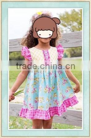 Koti style clothes flutter sleeve floral print baby girls' names princess dress spring summer clothing
