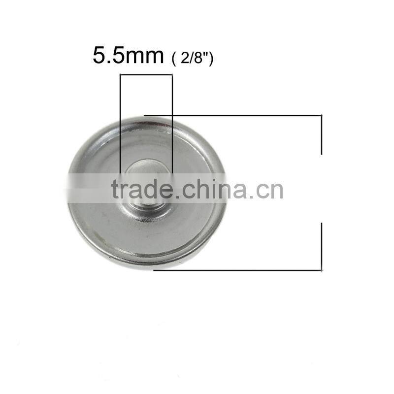 18mm Resin Fit Snap Button Bracelets Round Silver Tone At Random Cross Pattern , Knob Size: 5.5mm