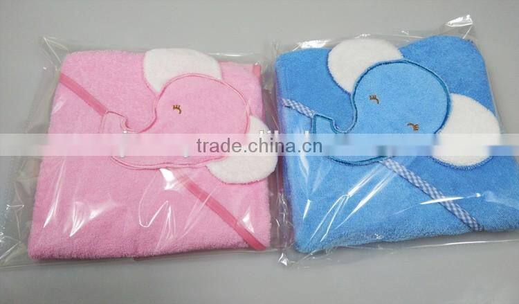 elephant hooded baby towel cotton terry hooded bath towel blue&pink