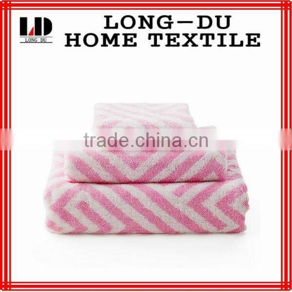Fine Quality Pink Stripe 100%Cotton Soft bath towels