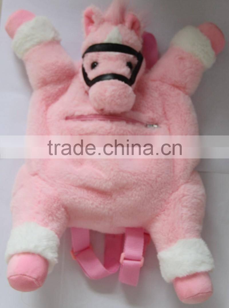 Soft plush horse animal backpack