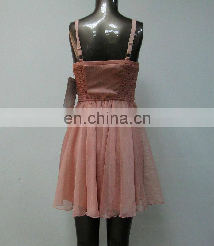 Light pink young ladies spaghetti strap short dress