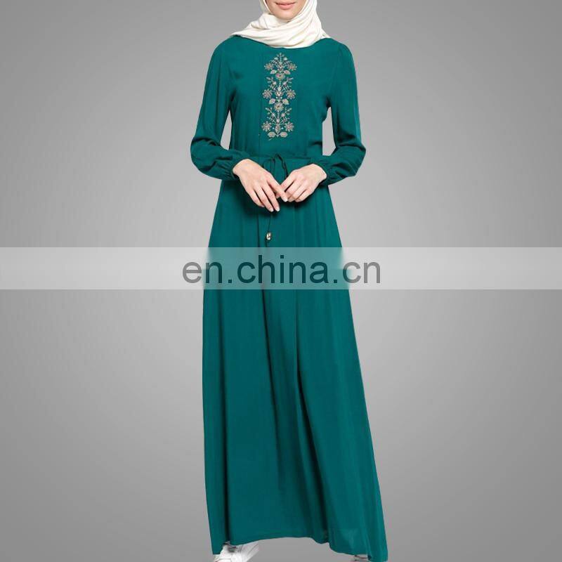 China OEM Supplier Muslim Casual Clothing Cheap Beautiful Embroidery Islamic Women Abaya Customized Turkey Dress