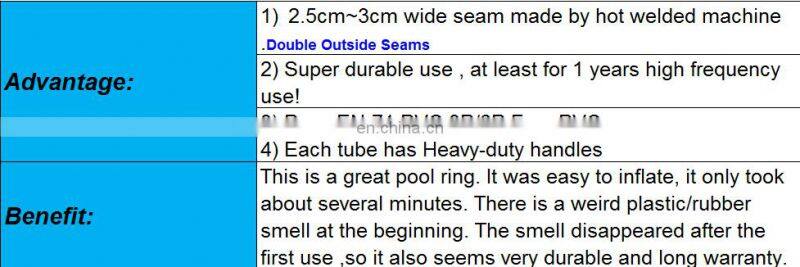 42 inch PVC Yellow color Inflatable Swimming Ring water park tube for water park slide use