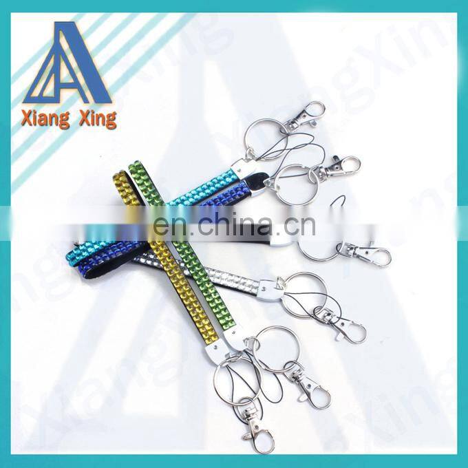 Solid color rhinestone bead cell phone wrist strap for sale