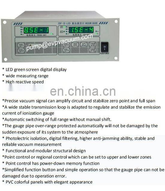 factory price for sale compound vacuum pump pressure gauge ZDF-III-LED solenoid valve