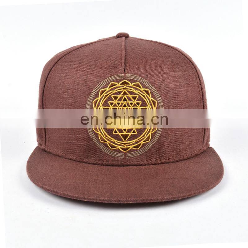 Plastic closure custom embroidery hemp snapback caps