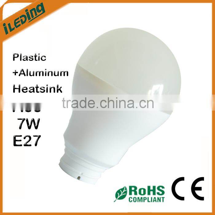 E27 7W A55 LED Plastic Aluminum Heatsink