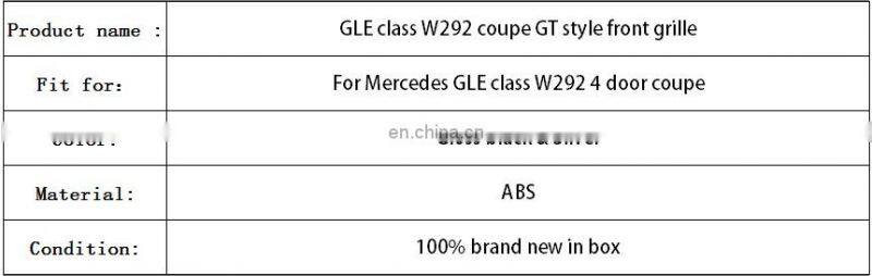 GLE class W292 4 door coupe GT style front mesh grille for Mercedes Benz GLE class 2016+