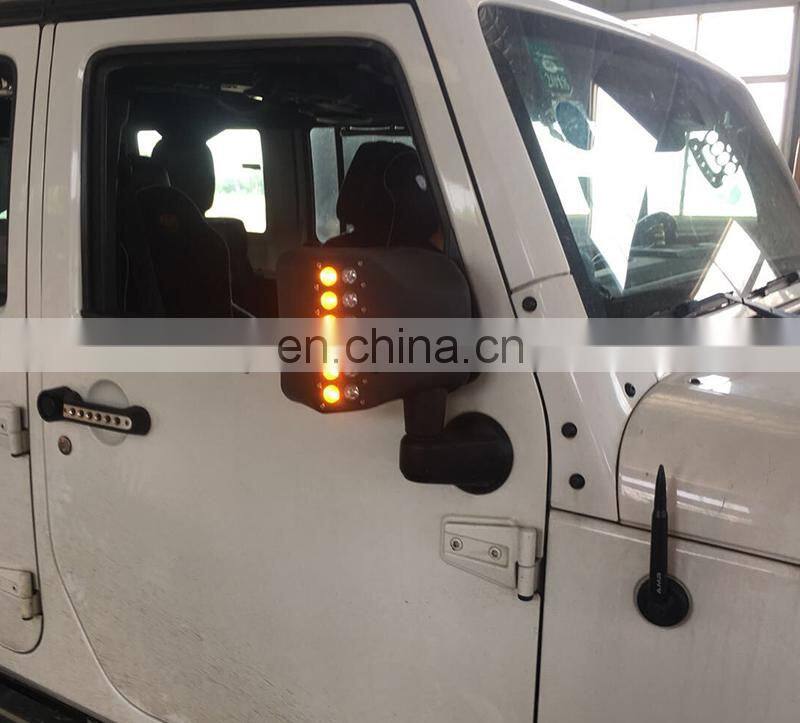 Mirror Cover for Jeep Wrangler JK 2007+ auto parts rear view mirror housing with LED lights
