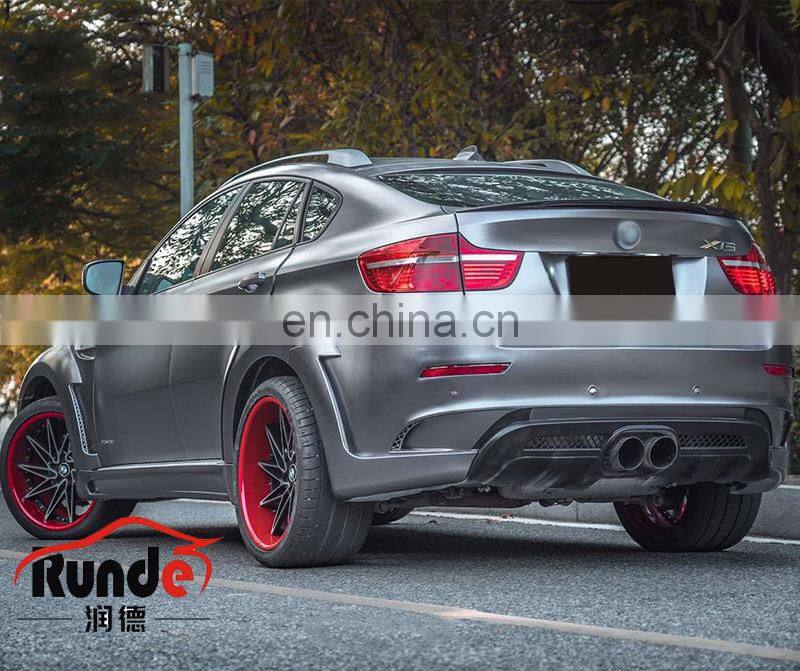 Runde Haman Style Front Bumper Grille Rear Bumper Side Skirt Rear Lip Fender Exhaust Upgrade E71 For 08-17 BMW X6 Body Kit
