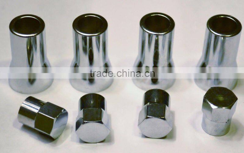 4 x Chrome Valve Stem sleeve Covers and Valve Caps for Standard 414 Car Valves