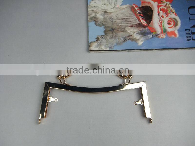 DIY 20.5*8cm Europe style gold kiss lock metal handbag frames with metal handle&clasp loop