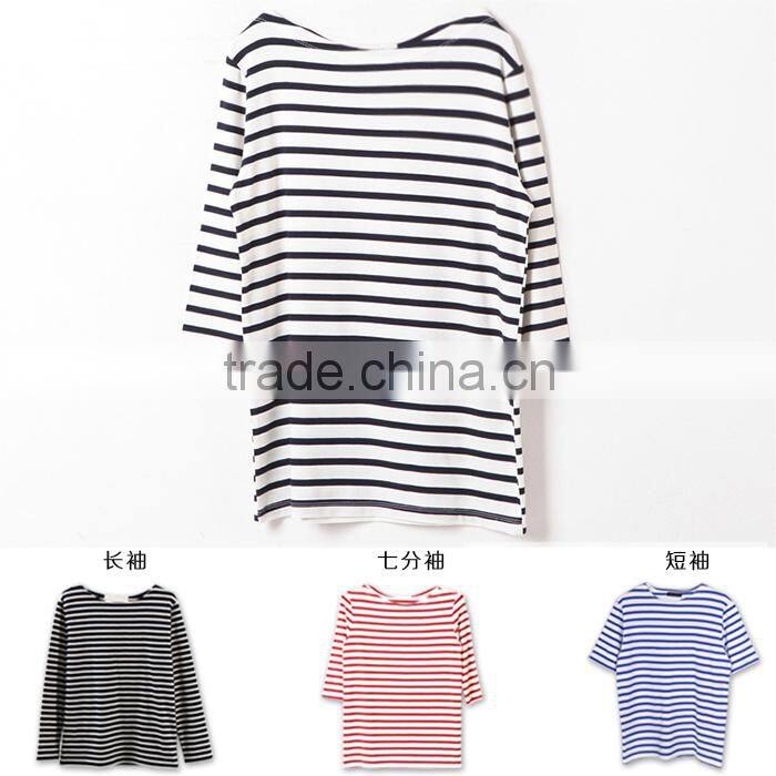 2014 Cross strip 100% cottonT shirt for ladies from alibaba china /cheap price and high quality
