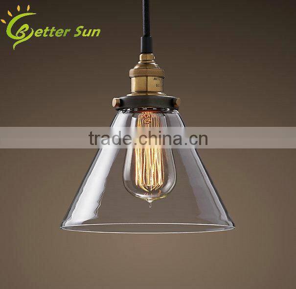 Antique Copper Glass Ceiling Lamp led Modern Pendant Light