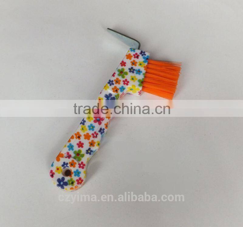 small flower patterned horse hoof pick with brush/grooming/equestrian