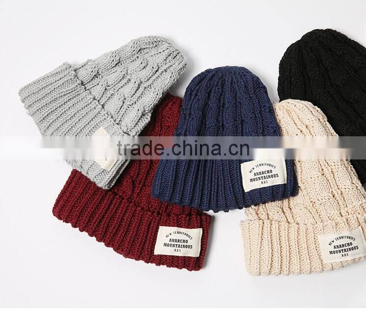 Fashion Popular Applique Embroidery Rolled Brim Beanie Fashion Ladies Hat