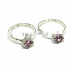 Path Of Life !! Green CZ 925 Sterling Silver Toe Rings, Unique Silver Jewelry, Gemstone Toe Rings