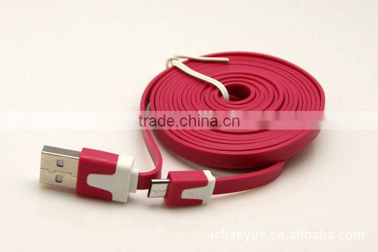 Flat Coloful micro usb cable,For Samsung usb 5pin cable