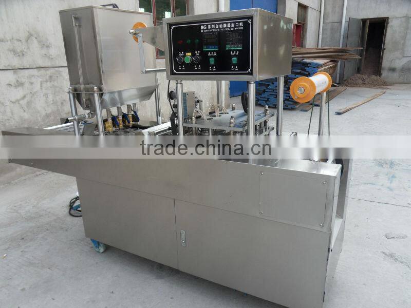 Automatic cup filling and sealing machine for juice/jelly/water
