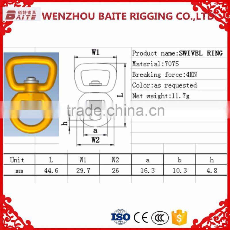 4KN breaking force aluminum double swivel Bolt ,golden swivel ring , snap hook bag Parts & Accessories