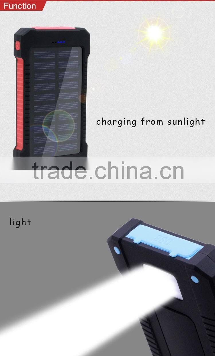Outdoor waterproof high capacity solar power charger for smatphone
