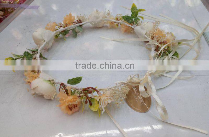 HL019 Hot sale Fashion women tiara flower crown headband wedding flower garland crown handband