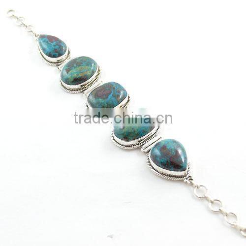 925 sterling silver jewelry blue natural turquoise bracelet wholesale natural gemstone jewellery