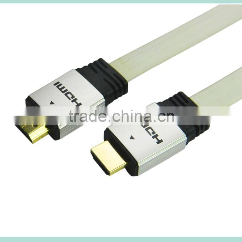 V2.0 Metal shell Flat HDMI Cable with Ethernet support 3D and 4k
