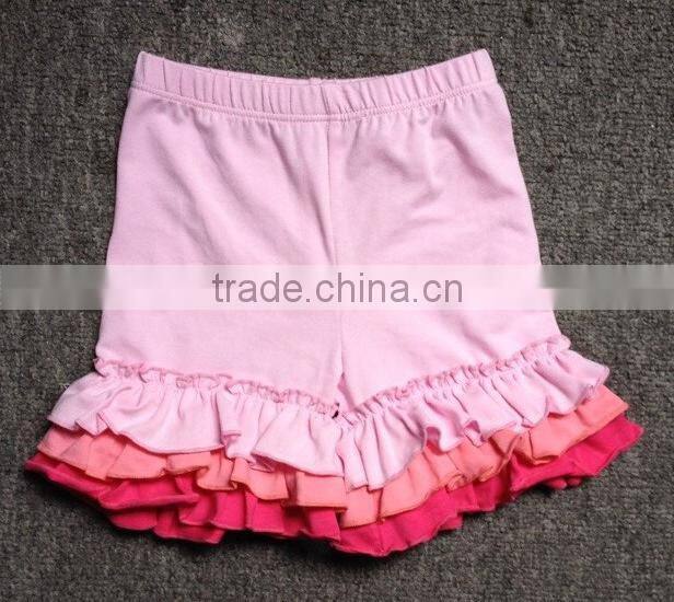 2015 new style boutique solid aqua triple ruffles girl shorts MS0101