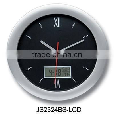 quality analog & digital dual indicator wall clock with calendar