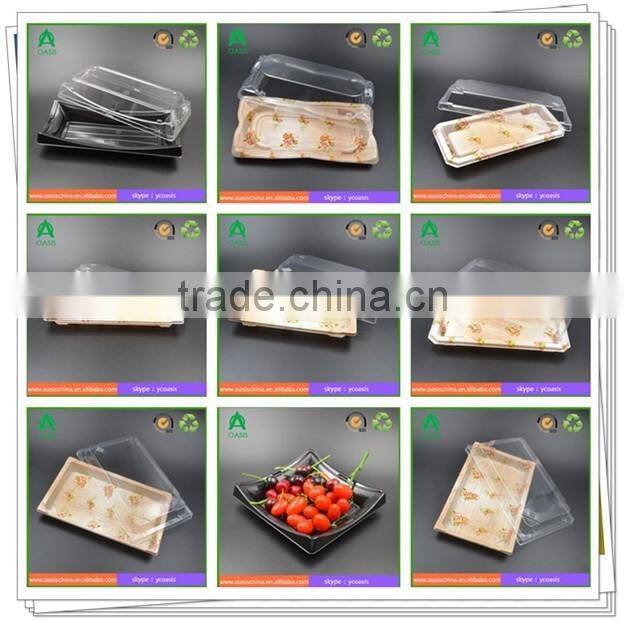 Disposable sushi plastic packaging with plastic cover lid