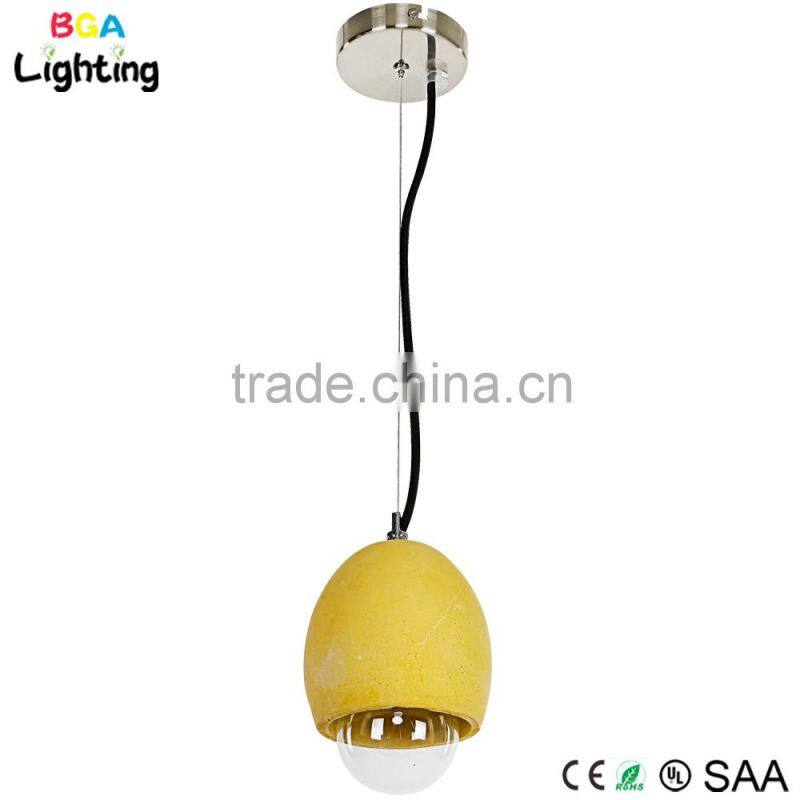 Concrete chandelier lighting with metal ceiling rose and steel wire