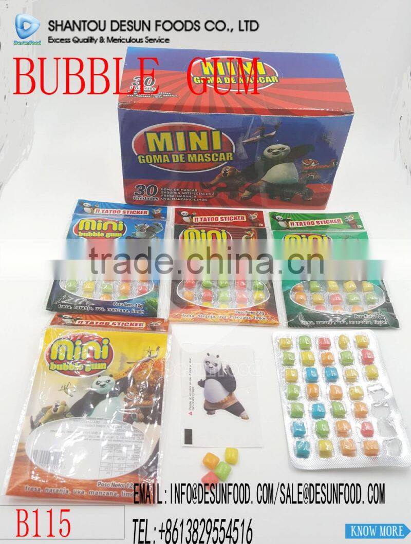 mini bubble gum with tatoo sticker mini goma de mascar