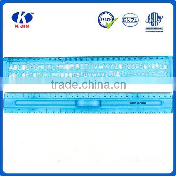 Factory supplies kids cute plastic stencil ruler with blue color