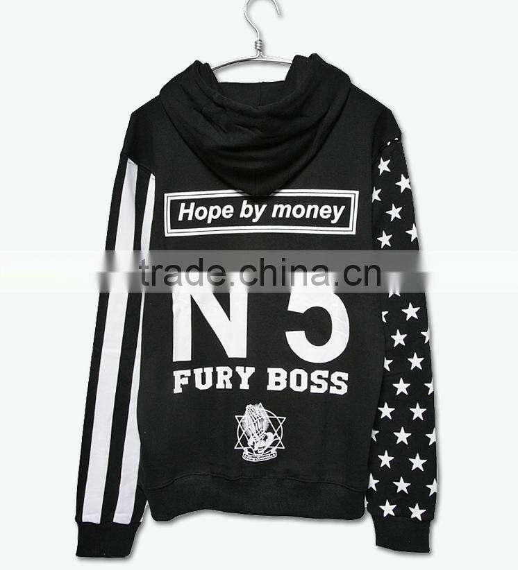 custom fashion mens black white striped hoodie