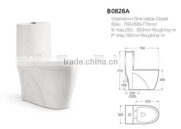 Factory S/P trap ceramic washdown one pcs toilet commode B0828A