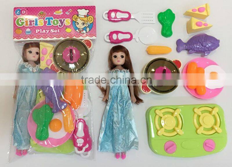 2016 new fashion doll girl games play kitchen toy girls toys play set