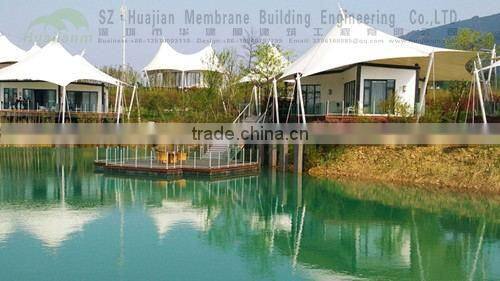 Fabric Tensile Membrane Structure canopy applicatin for hotel shopping hall with PTFE ETFE