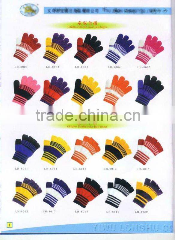 100% acrylic knitted fingerless magic glove with jacquard logo