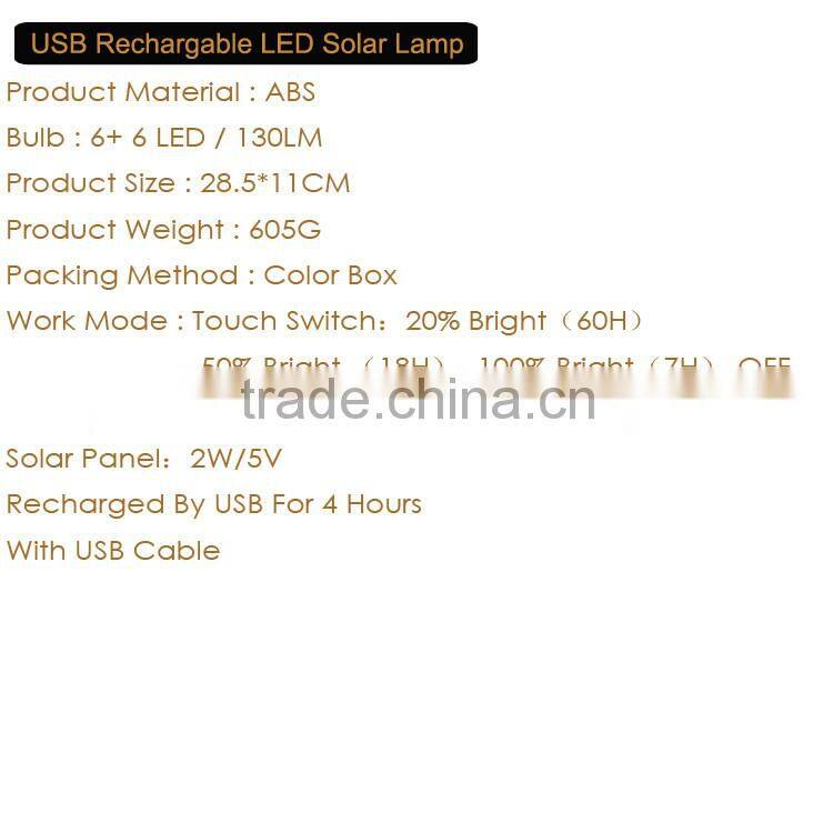 With 4 USB Adaptor & 2 Solar Panel Quick Charge Solar Camping Light