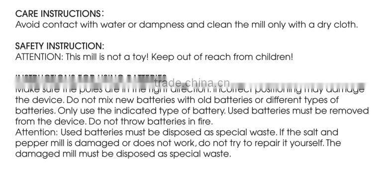 Electric Pepper and Salt Mill, Pepper Grinder, Salt Miller, Shaker