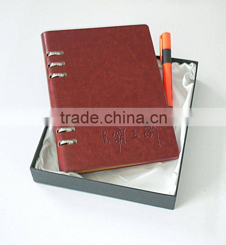Notepad with pen leather cover notebook