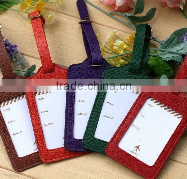 custom personal bulk PU leather luggage tag PVC fashion baggage tag