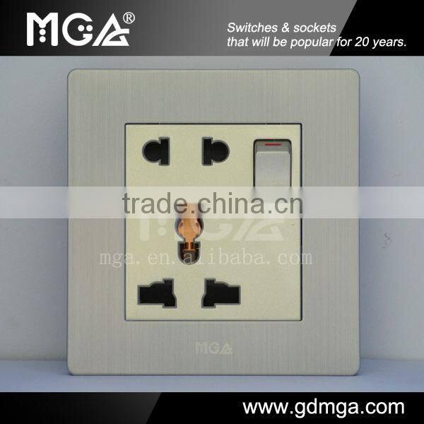13A Universal Wall Socket and Switch with Earthing and Brushed-texture panel