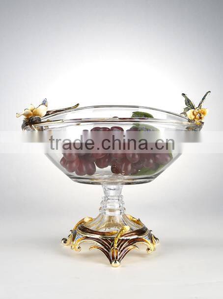 RORO Chanson enamel home deco pewter craft decorative crystal fruit holder plate