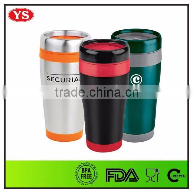 16oz insulated stainless steel thermal camping mug with screw lid