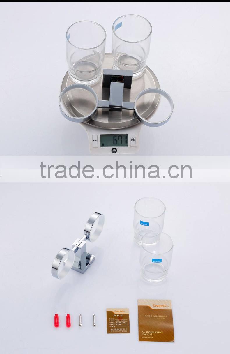 bathroom accessory with brass fancy double tumbler holder for hotel family use.